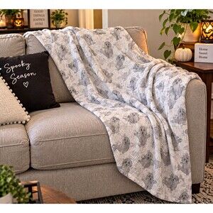 Indigo Home Spooky Halloween Ghosts Decorative Throw Blanket 50" x 60" Cotton